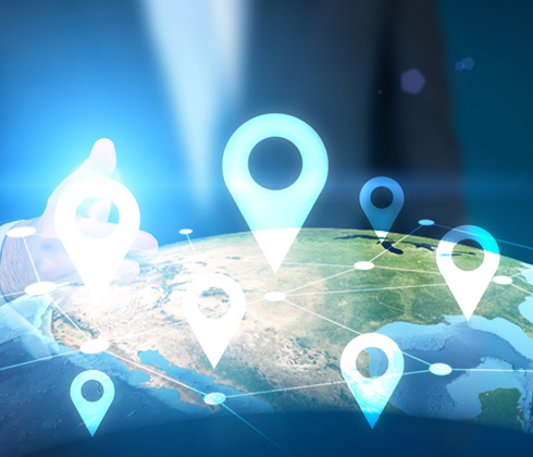 Virtuelle Karte mit verschiedenen und vernetzten Standorten